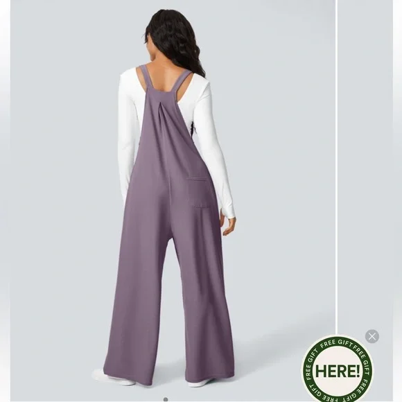 NWT Halara Women Adjustable Button Strap Casual Overalls Purple Jumpsuit Size XS - Picture 2 of 5